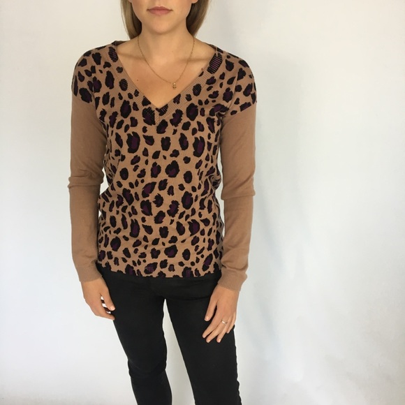 Leopard Catherine Malandrino Sweater - Size Medium - Picture 2 of 3